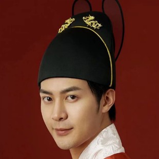 明制汉服婚服帽子乌纱帽男士新郎帽飞鱼服帽锦衣卫首服圆领袍帽子