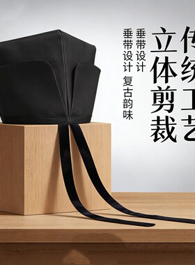 古风明制东坡帽网巾帽四方平顶帽子透气宋制汉服配饰黑色网纱帽子