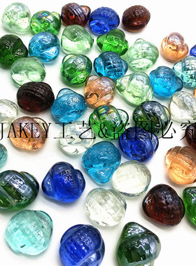 鱼缸装饰 玻璃石头田螺海螺 五彩色石子水晶石弹珠弹球室内水培