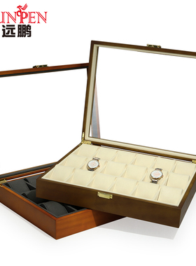 新款手表收纳盘实木灰色带盖展示盘手表手链收货盘高档首饰展示盘