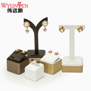 新款 珠宝首饰展示架耳环耳钉饰品斜面摆件绒布红色烤漆道具展示座