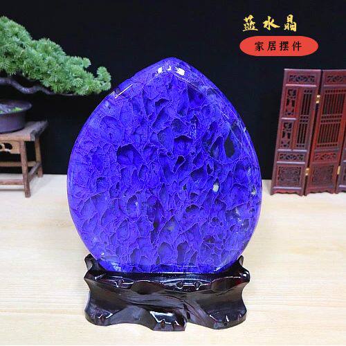 家居摆件带底座精品奇石蓝水晶
