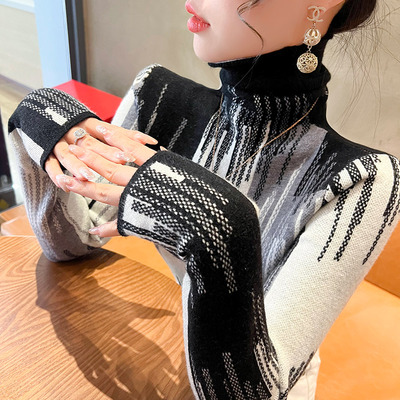 洋气时髦女装高领毛衣秋冬女款2025新款修身上衣针织衫打底衫内搭