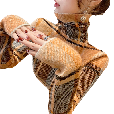 格子高领毛衣打底衫时髦洋气内搭