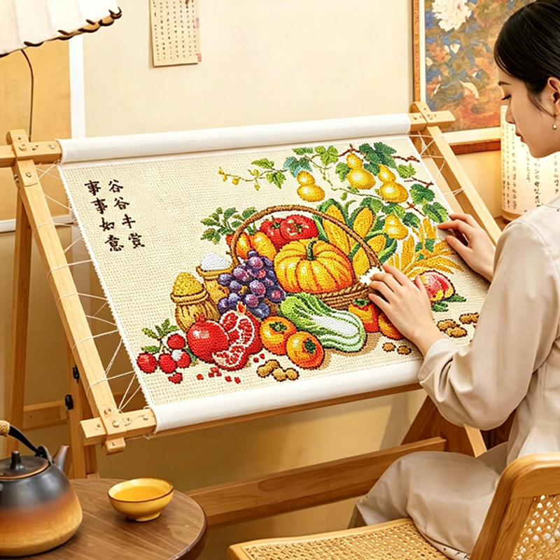 五谷丰登十字绣2026新款客厅中式寓意吉祥手工自绣丰收图刺绣套件
