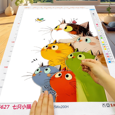 卡通叠猫猫可爱治愈系十字绣2025新款儿童房小清新手工自己绣猫咪