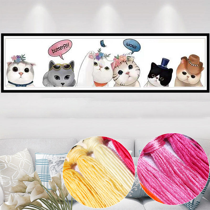 十字绣2020新款可爱猫咪线绣动物图案卡通小件简单手工自己绣刺绣