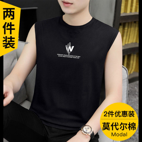 冰丝男夏季宽肩外穿宽松马甲背心