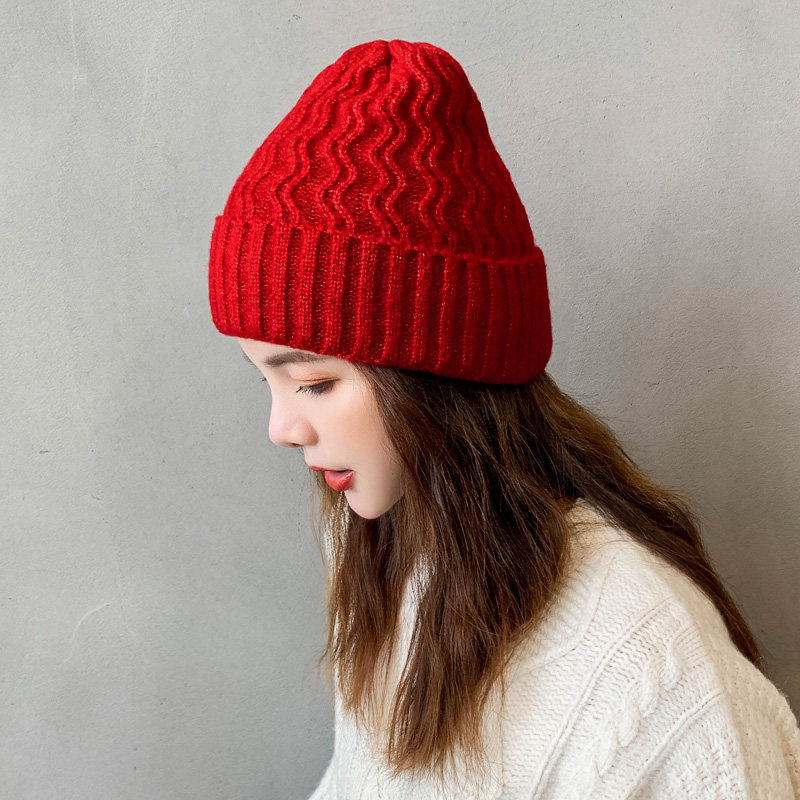 网红款麻花针织毛线帽子女秋冬季韩版潮ins日系可爱套头冷帽冬天