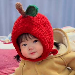 红苹果帽材料包宝宝钩织毛线儿童针织手工编织diy婴儿麦小绒帽子