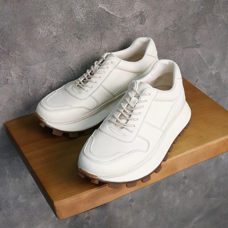 圣尼约德厚底真皮休闲皮鞋小白鞋