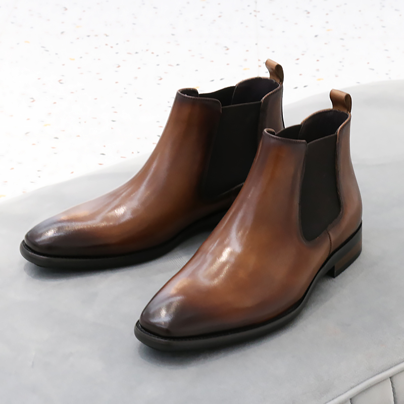 圣尼约德脚蹬方头棕色切尔西靴