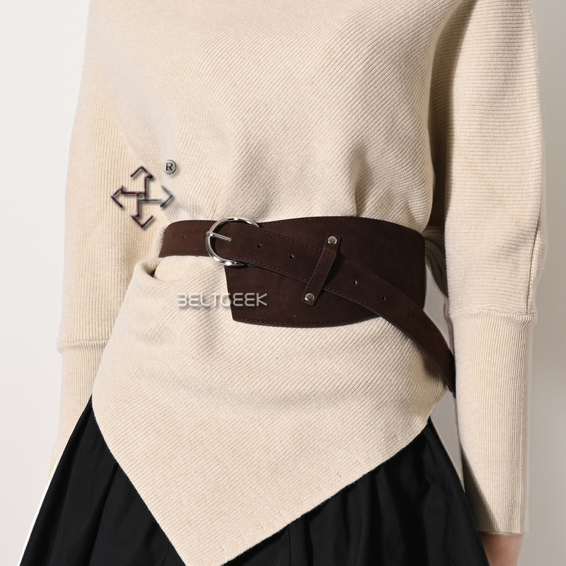 绒面女装饰宽腰带绒面秋冬复古风