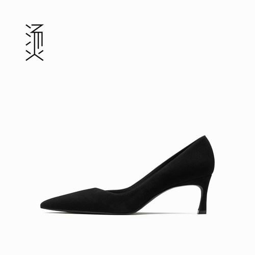 烫羊反绒尖头通勤社交女鞋