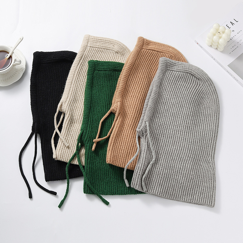 冬季男女脖套一体冬连帽套头保暖假领子加厚毛线针织围脖两用帽子