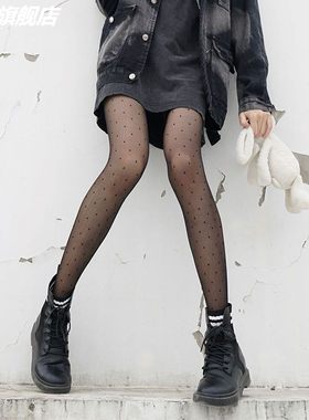 性感小圆点黑色丝袜女连体袜美腿显瘦连裤袜春秋款防勾丝打底裤女