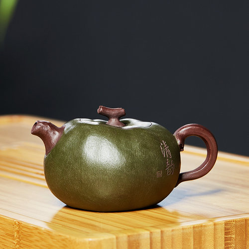 宜兴紫砂壶纯全手工绿泥仿生壶