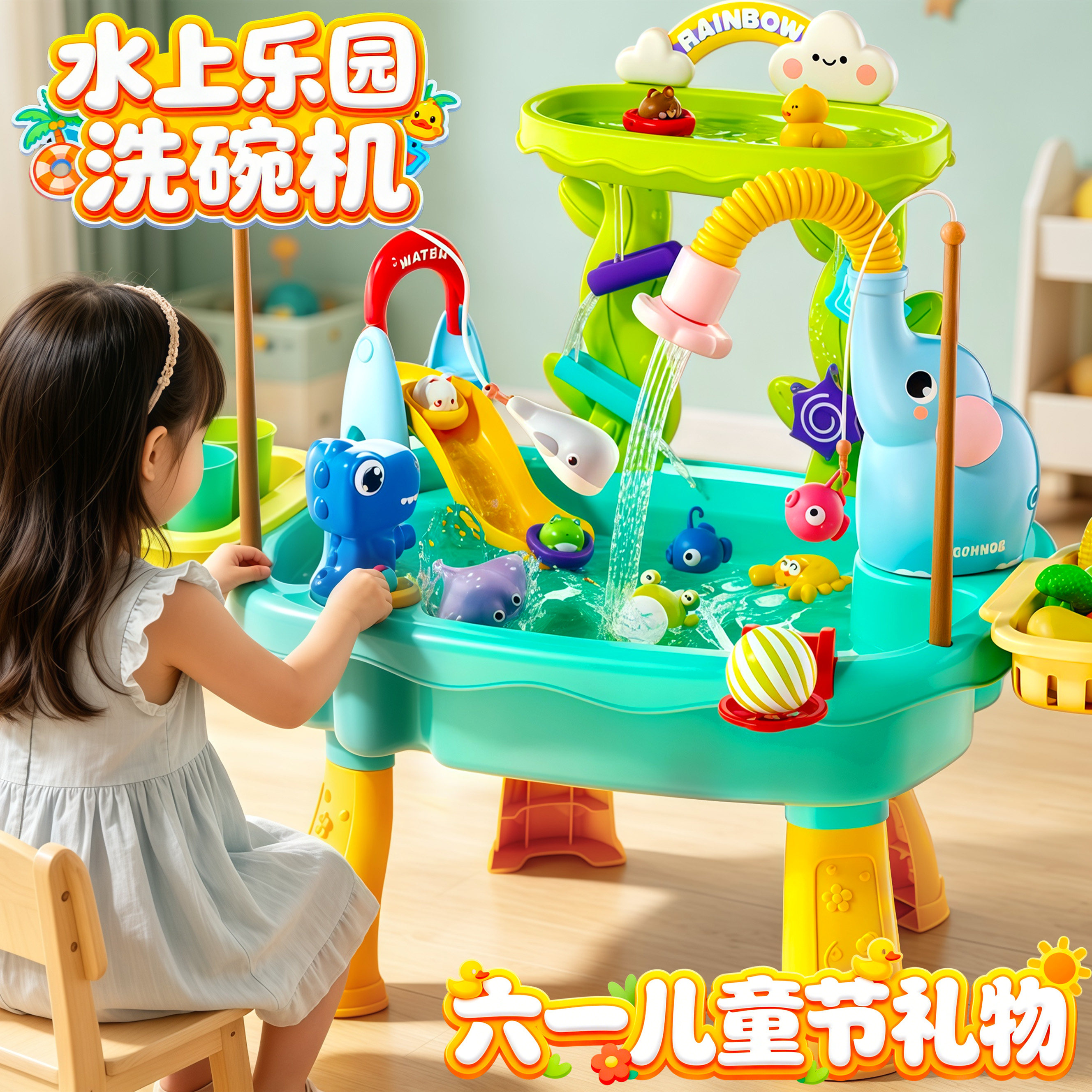六一儿童节礼物水上乐园洗碗机玩具3到6岁女孩戏水台8女童10生日9