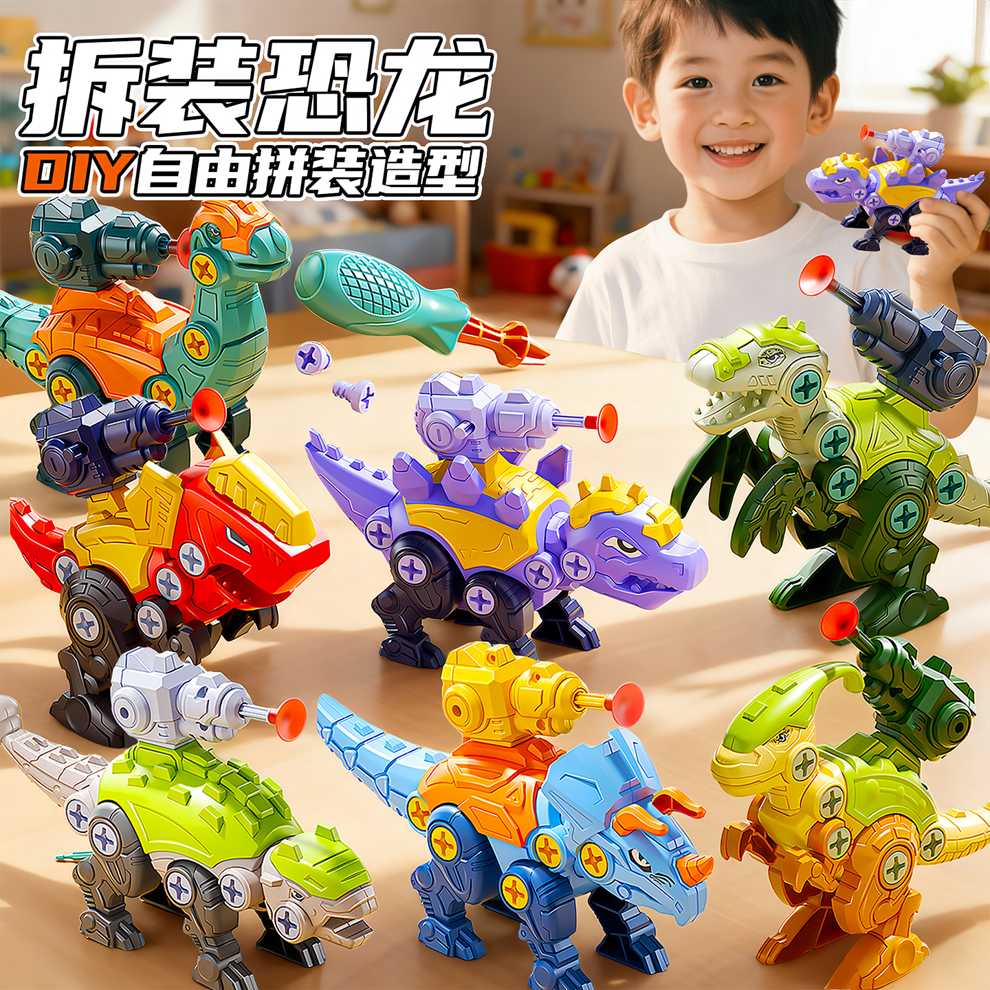 拆装恐龙战队玩具3d打印模型套装