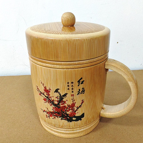 新款带柄杯带盖本色竹杯茶杯水杯天然环保旅游景区热卖竹子工艺品 - 封面