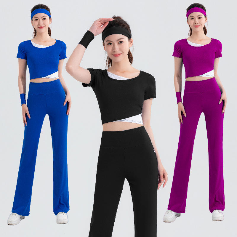 浩舟春夏修身速干短袖健美操套装