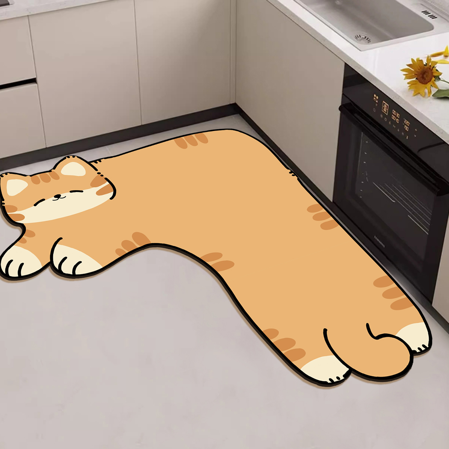 卡通转角L型厨房地垫硅藻泥防滑