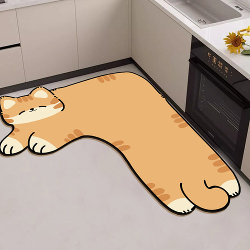 卡通转角L型厨房地垫硅藻泥防滑