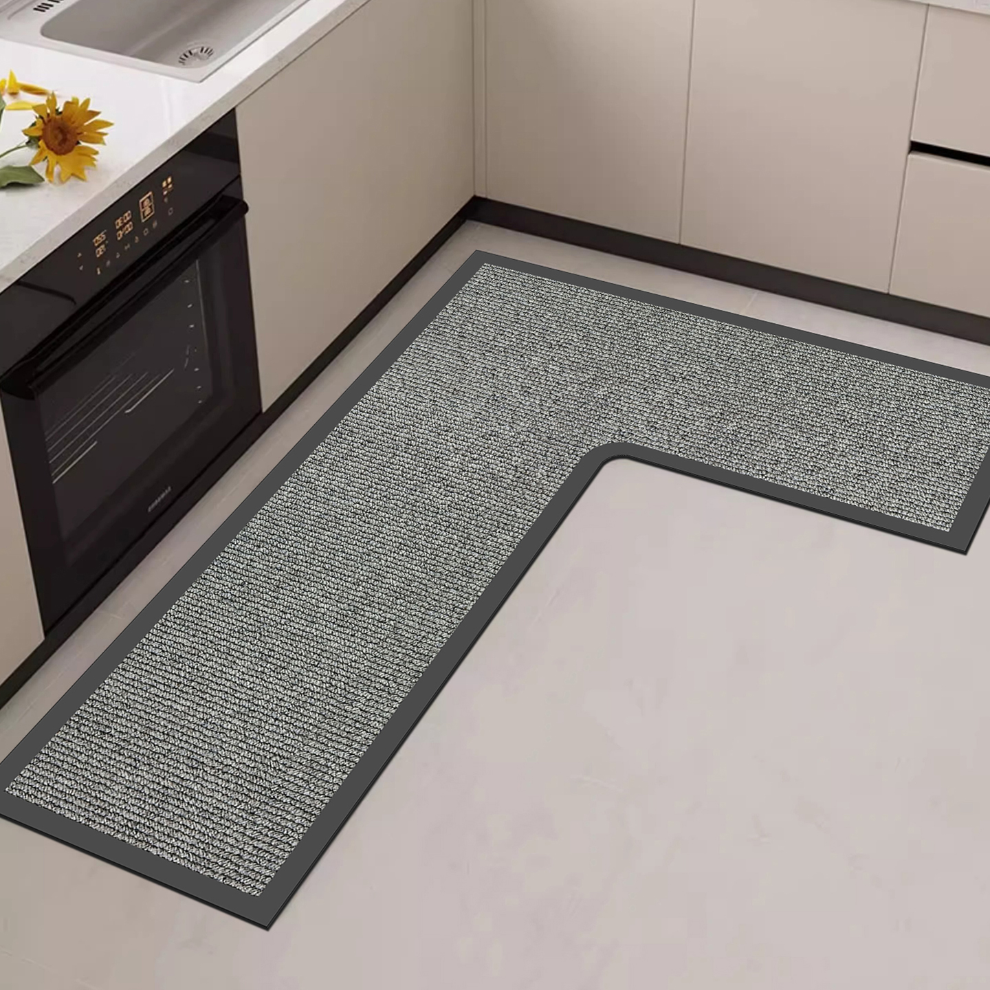 厨房L型转角厨房专用地垫简约