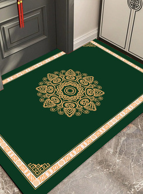 入户门地垫绿色风水招财新中式进门脚垫大门口玄关防滑可定制地毯