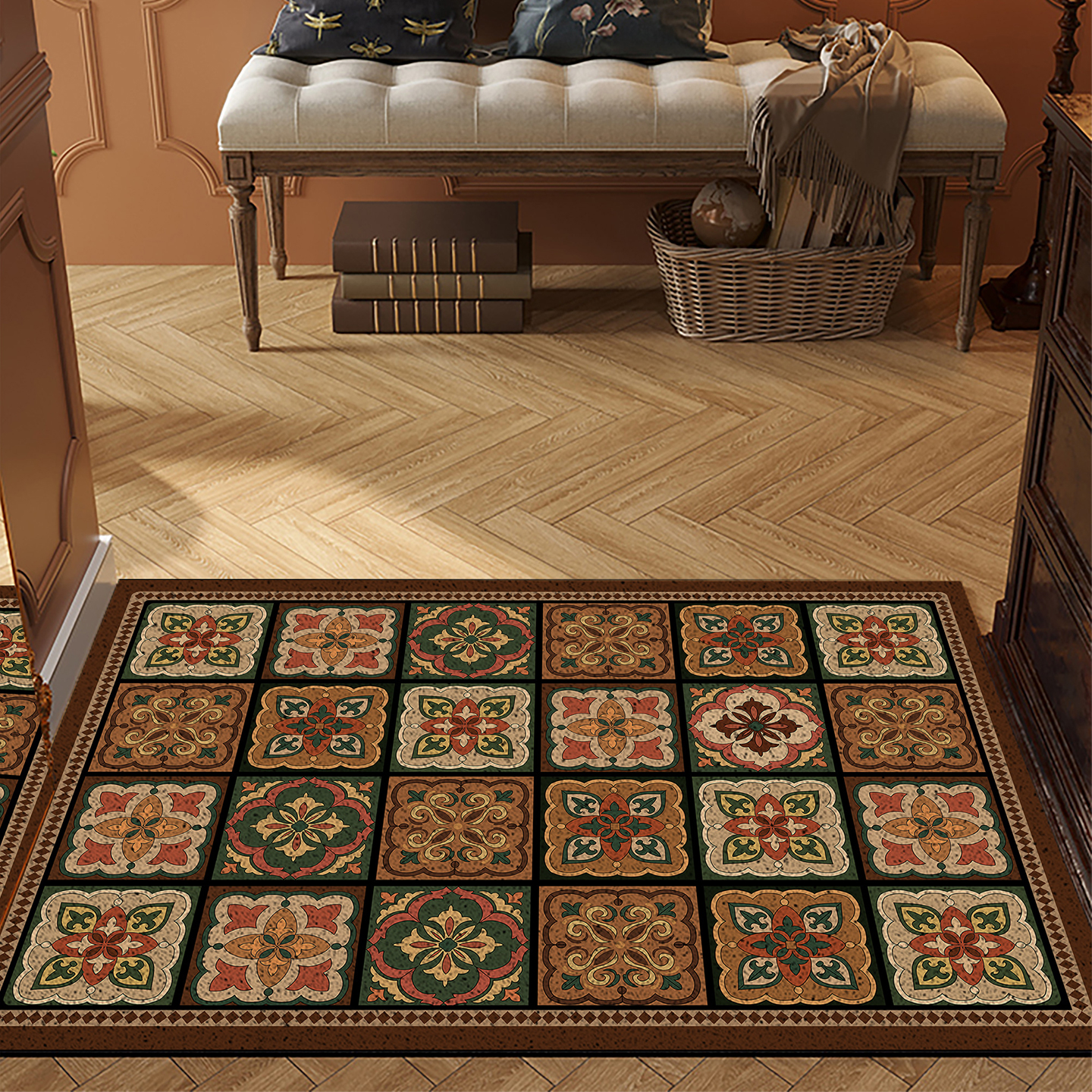 美拉德风入户门地垫复古进门门口