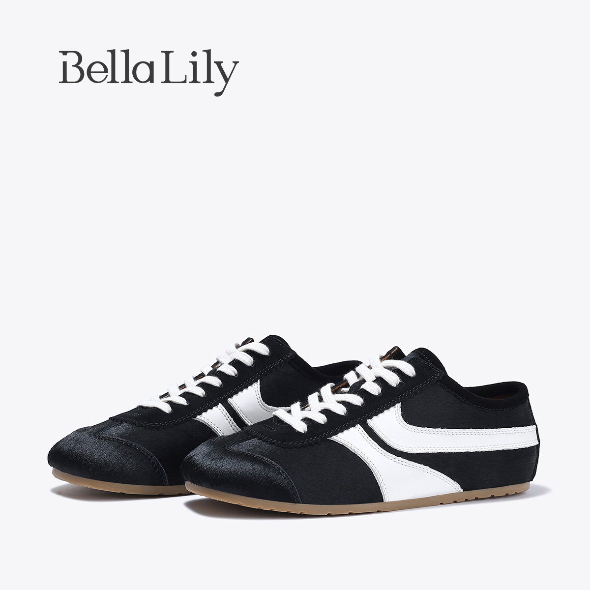 BellaLily秋季新款马毛轻便德训鞋女显脚小平底板鞋复古休闲