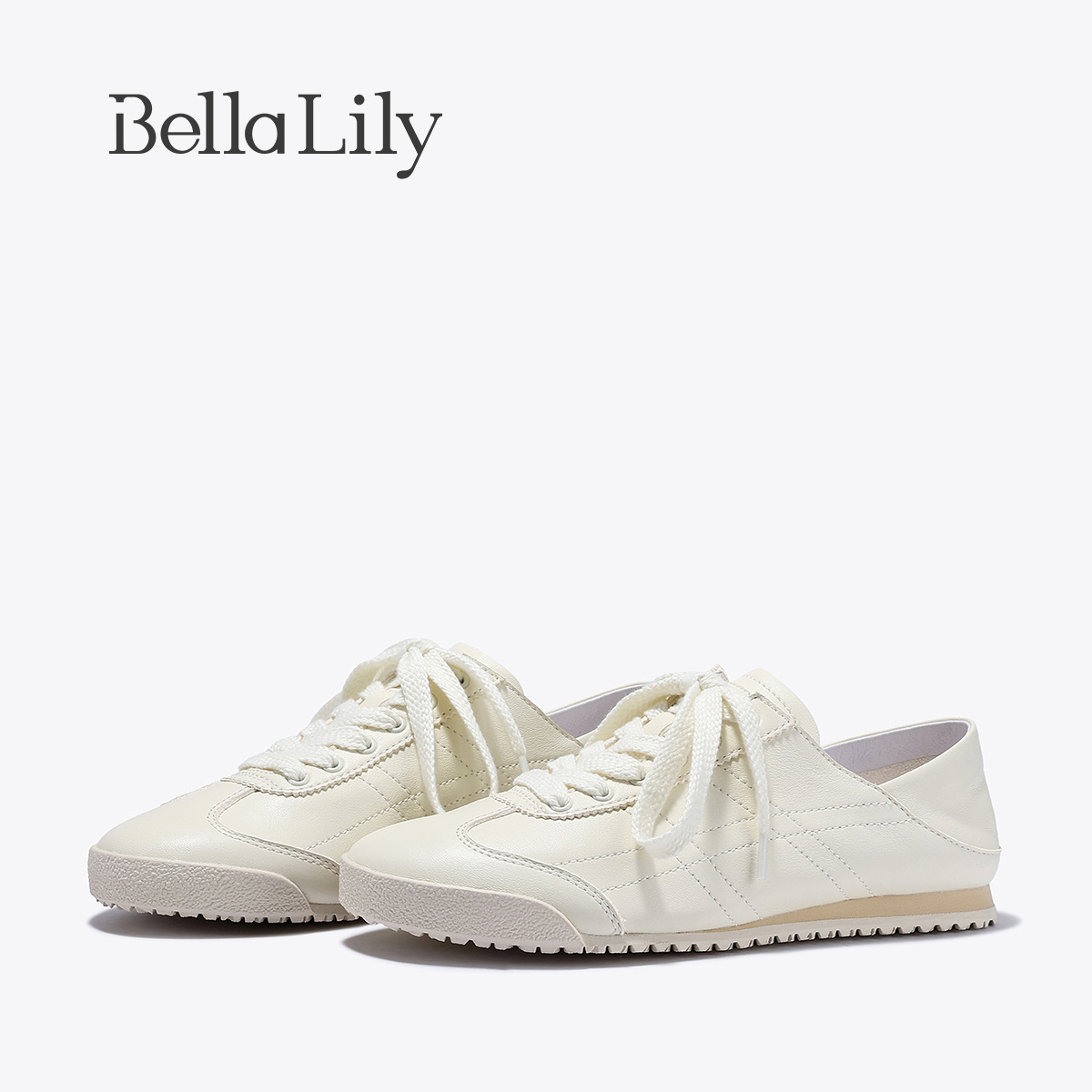 BellaLily时尚百搭显脚小德训鞋女轻便休闲鞋可踩后跟两穿小白鞋