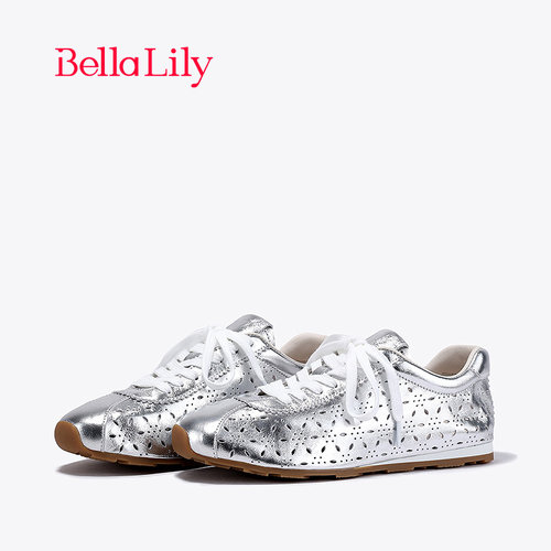 bellalily时尚平底银色阿甘鞋