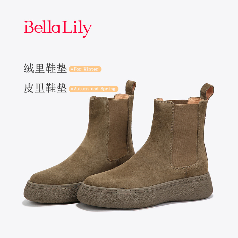 bellalily英伦厚底磨砂切尔西靴