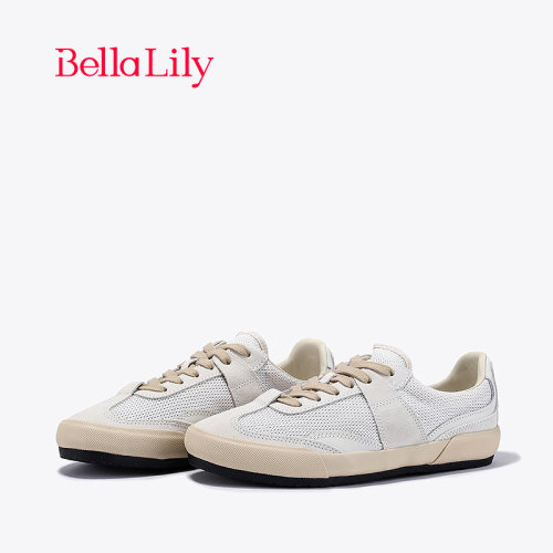 bellalily复古平底网面德训鞋