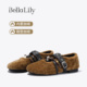 BellaLily2025冬季 女加绒毛毛单鞋 新款 复古精致羊毛玛丽珍平底鞋