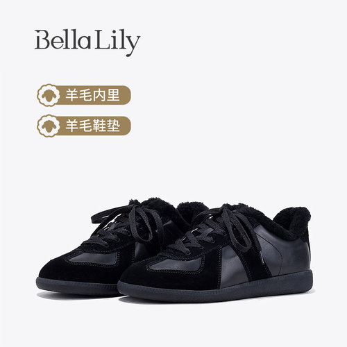 bellalily街头平底加绒德训鞋