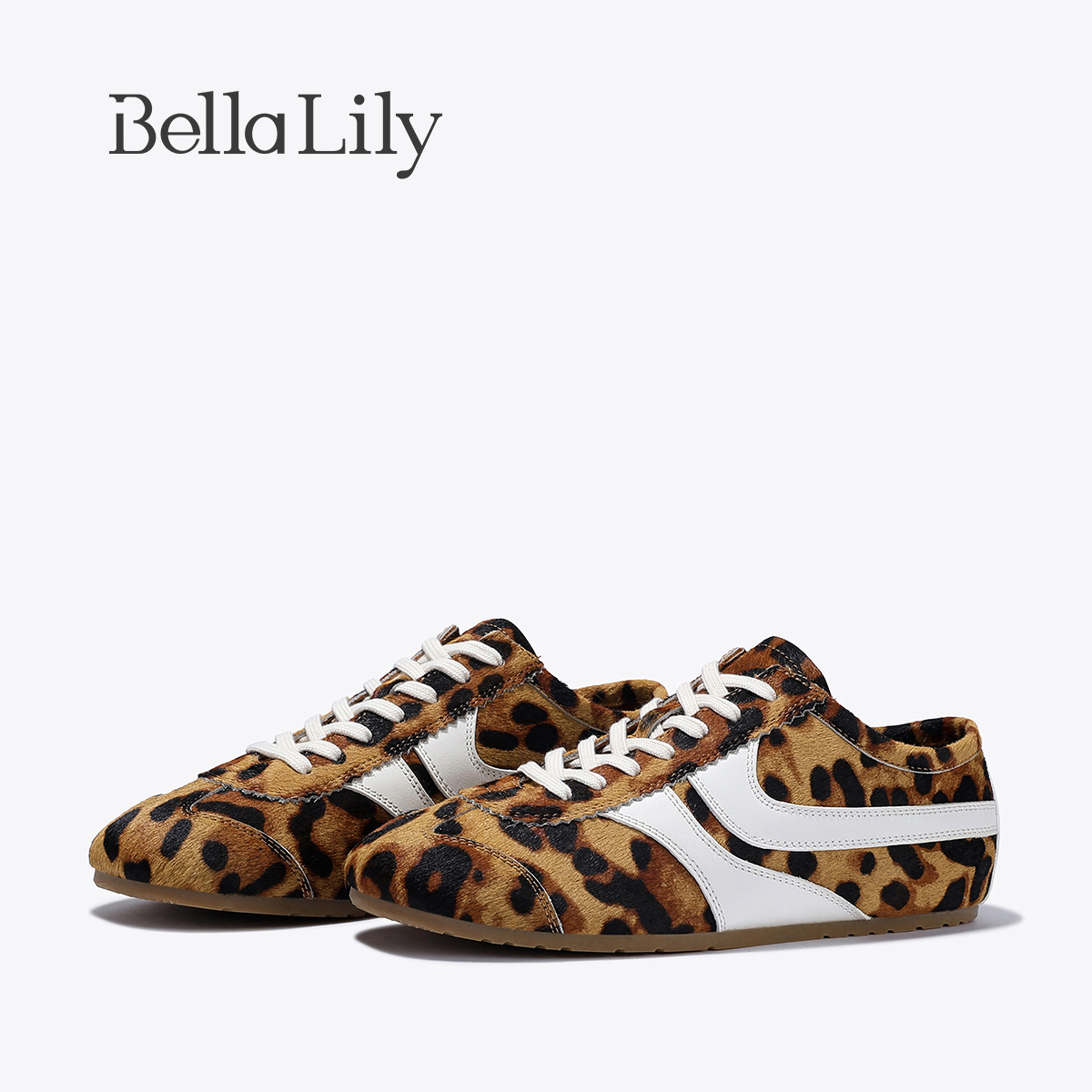 BellaLily2025夏季新款复古豹纹德训鞋女美拉德风平底休闲鞋潮鞋