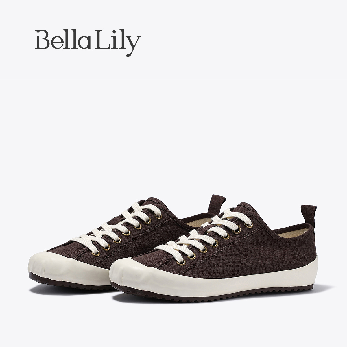 BellaLily2025夏季新款小众复古硫化鞋四季款女鞋日系低帮帆布鞋