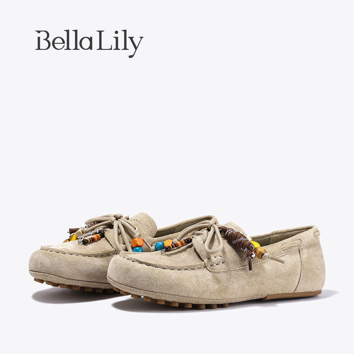 BellaLily2025秋季新牛皮勃肯袋鼠鞋女复古一脚蹬乐福鞋豆豆鞋子