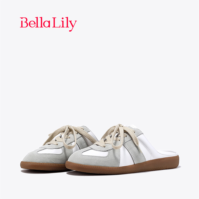 bellalily复古平底德训包头拖鞋