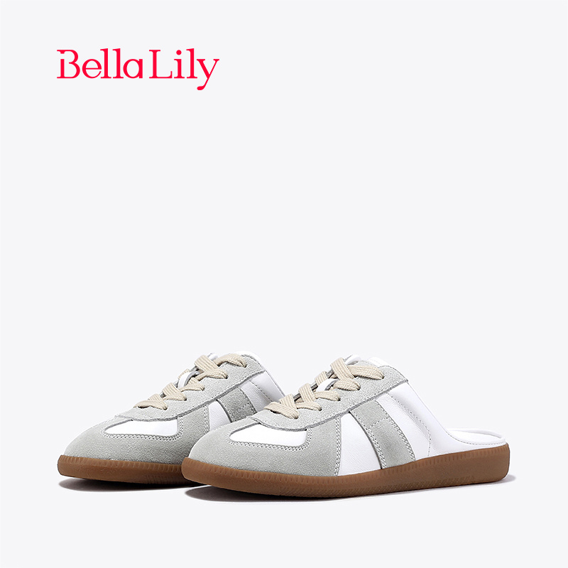 bellalily复古平底牛皮包头拖鞋