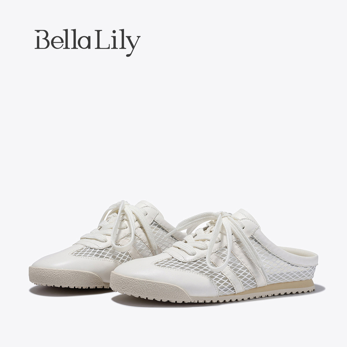 BellaLily夏季新款通勤百搭小白鞋透气轻便休闲鞋一脚蹬女鞋图片