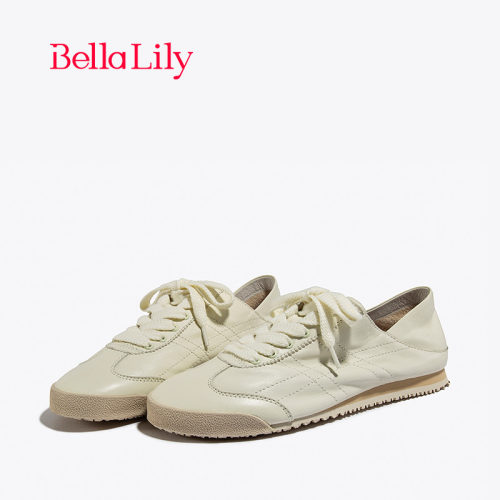 bellalily牛皮阿甘女两穿小白鞋