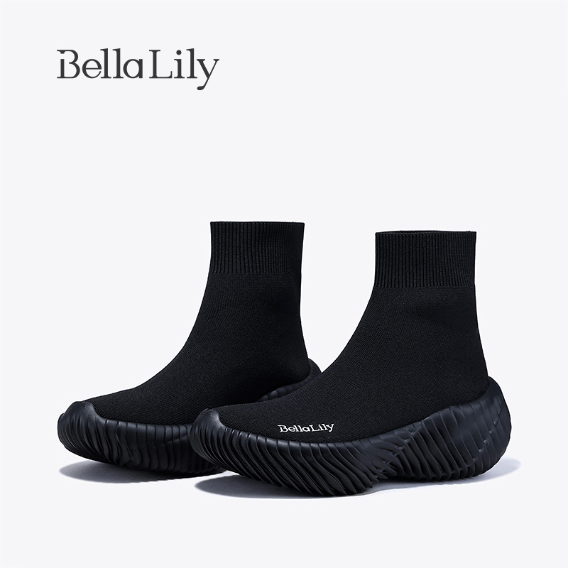 bellalily时尚厚底透气弹力袜靴