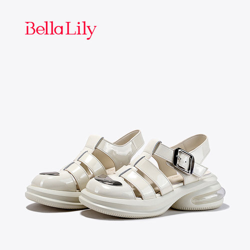 bellalily欧美粗跟增高罗马凉鞋