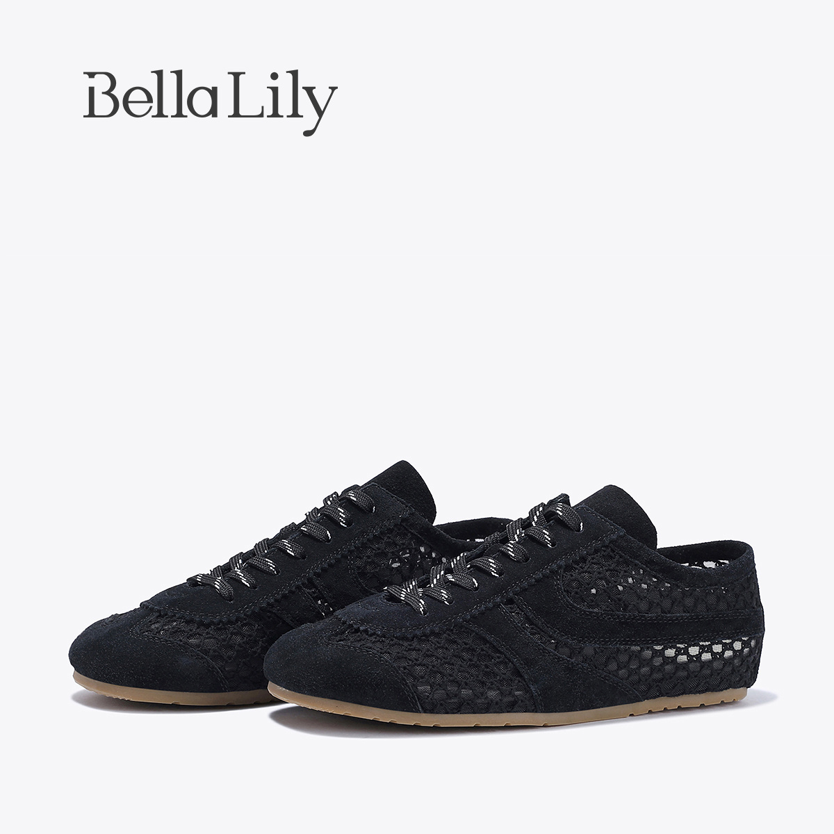 BellaLily2025夏季新款网面透气德训鞋轻便镂空平底鞋时尚休闲鞋