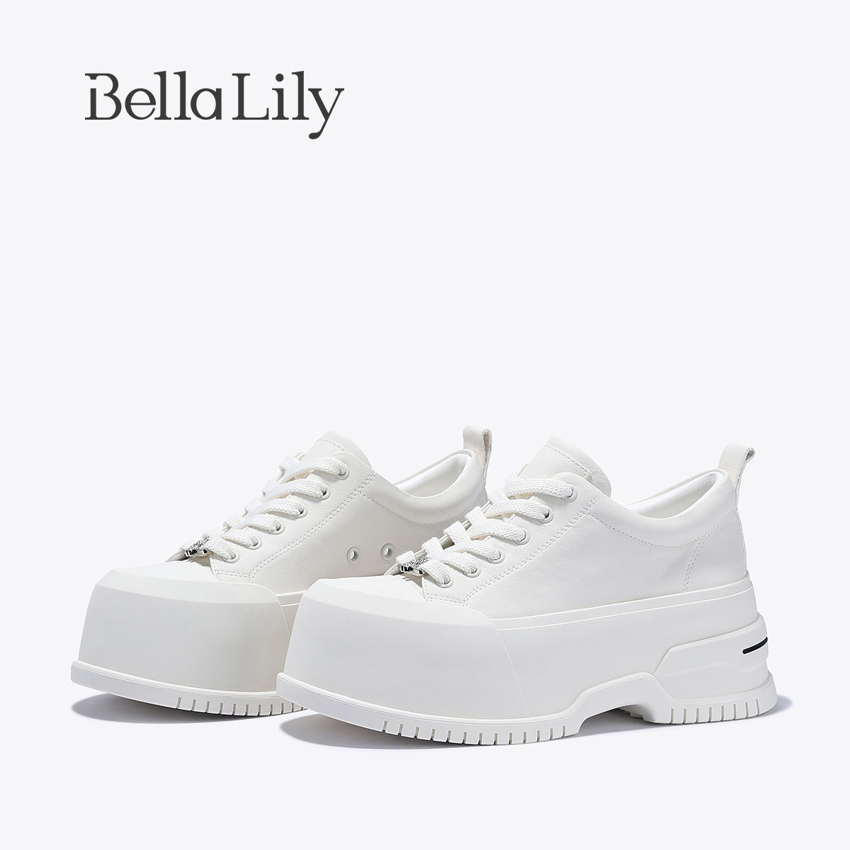 BellaLily春季新款小个子厚底松糕鞋潮流板鞋女鞋百搭小白鞋