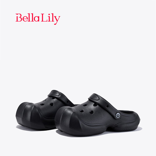 bellalily时尚厚底增高包头拖鞋