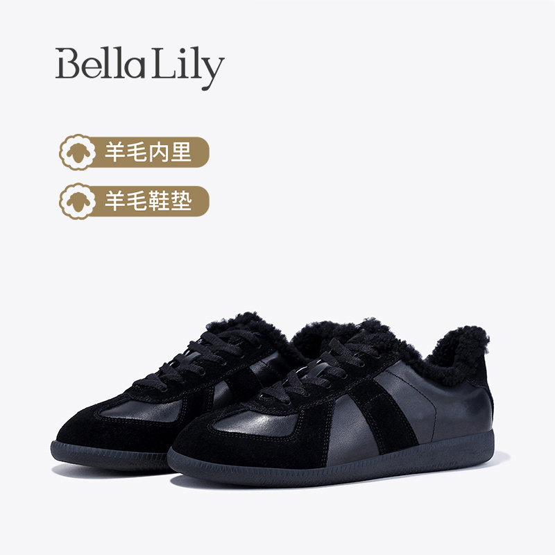 BellaLily新款羊毛加棉女鞋轻便保暖德训鞋平底加绒板鞋,女鞋,时尚休闲鞋,淘宝优惠券,粉丝福利购,淘宝优惠卷